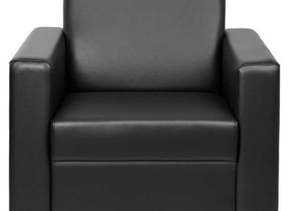 Zwarte leren fauteuil Ontwerper gestoffeerde fauteuil Woonkamer Relax fauteuil